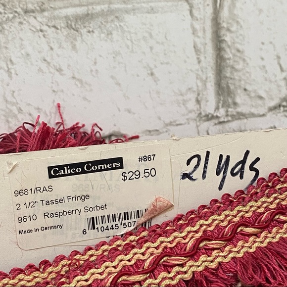 Calico Corners 2.5” Tassel Fringe Trim Raspberry Sorbet Sewing Upholstery 21 Yds - Picture 9 of 9